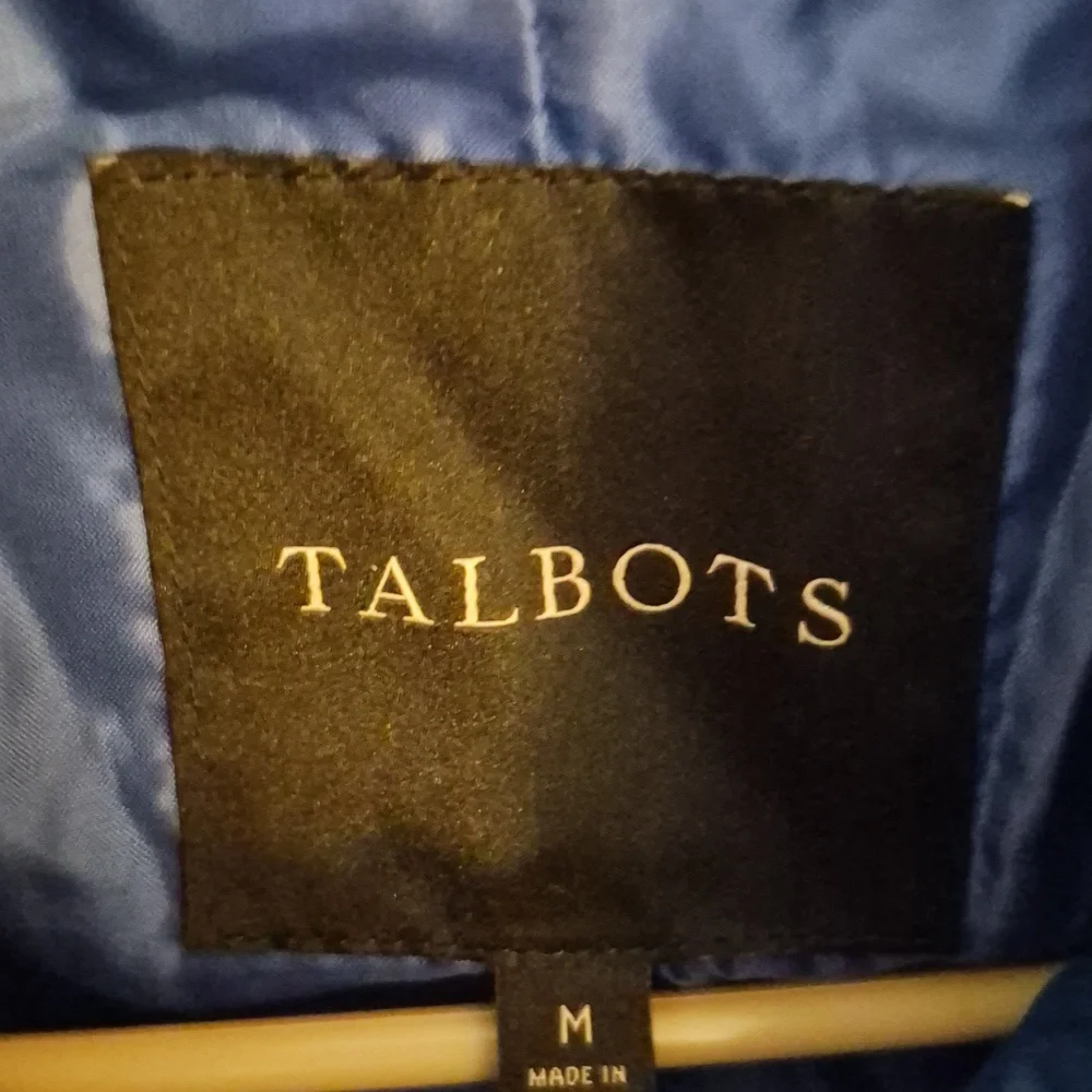 TALBOTS  Quilted Lightweight Barn Jacket Cobalt Blue Sz M